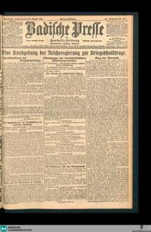 Badische Presse : Generalanzeiger der Residenz Karlsruhe und des Großherzogtums Baden, Morgenausgabe