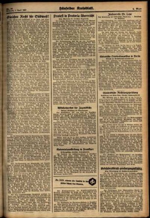 Zweite Ausgabe vom Mittwoch, den 07. April 1937.