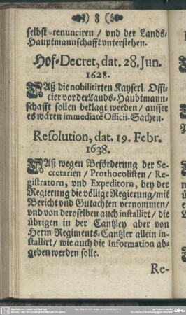 Hof-Decret, dat. 28. Jun. 1628