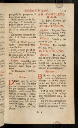 195-201, Ad Completorium; Ad Matutinum