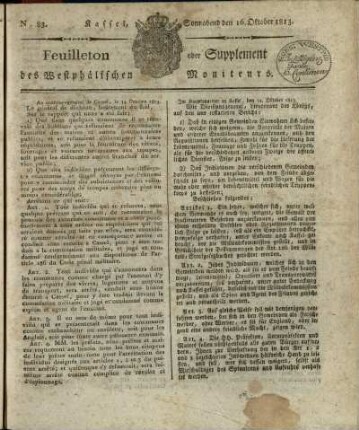 No. 83, Sonnabend den 16. Oktober 1813