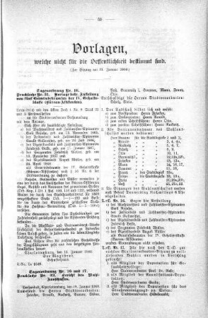Vorlagen welche nicht für die Oeffentlichkeit bestimmt sind., 31. Januar 1900