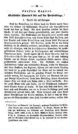 Fünftes Capitel. Geschichte Sparta's bis auf die Perserkriege
