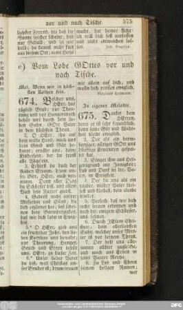 e) Vom Lobe Gottes vor und nach Tische.