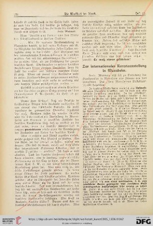 Zur internationalen Kunstausstellung in Mannheim