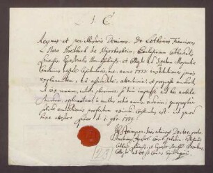 Zeugnis über Franz Lothar von Breidbachs zu Bürresheim Studien zu Löwen.