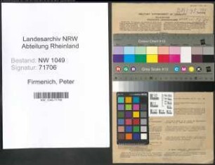 Entnazifizierung Peter Firmenich , geb. 12.08.1895 (Postsekretaer)