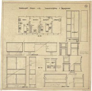 Billing, Hermann; Singen; Krankenhaus - Ärztezimmer, Inneneinrichtung (Grundriss; Details)