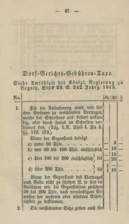 Dorf-Gerichts-Gebühren-Taxe.
