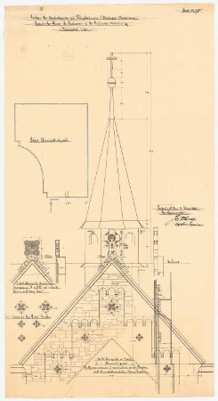 Herz Jesu Kloster, Fünfbrunnen (Cinqfontaines): Querschiffgiebel mit Dachreiter und Details der Klosterkapelle
