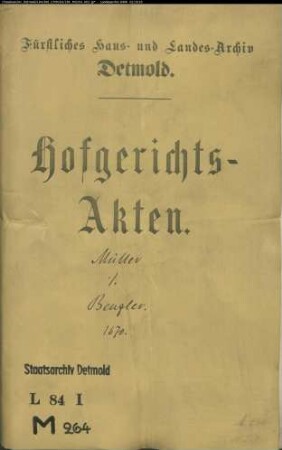 Müller, Johann zu Lemgo gegen Henrich Benseler - Schuldforderung