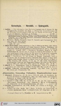 Genealogie - Heraldik - Sphragistik (Nr.1-788)
