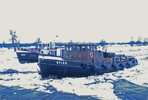 Eisbrecher im Einsatz (Elbe 1985)