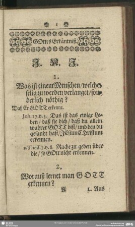 [1. Gottes Erkäntniß]