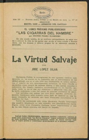 1919000370: La virtud salvaje