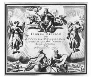 Wit, Frederik de (um 1650, Verleger) nach Tempesta, Antonio (1555-1630). Titelblatt zu "Icones Biblicae". Kupferstich; 15,1 x 17,9 cm. Dresden: Kupferstich-Kabinett A 96209 in A 838,2