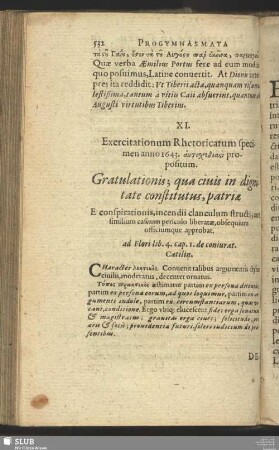XI. Exercitationum Rhetoricarun specimen anno 1643. Autogeedrasi proposituin