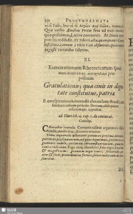 XI. Exercitationum Rhetoricarun specimen anno 1643. Autogeedrasi proposituin