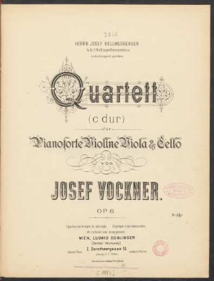 Quartett (C Dur) für Pianoforte, Violine, Viola & Cello op. 6