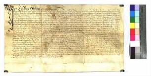 Kaspar Öttelin, Bürger zu Deggingen, stellt dem Grafen Rudolf zu Helfenstein über ein Erbgut zu Deggingen einen Lehenrevers aus.