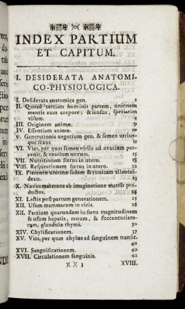 Index Partium Et Capitum.