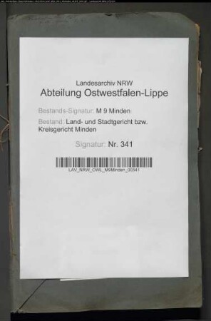 Erbschaftsstempel (Nachlassregelungen). Kreisgericht Minden