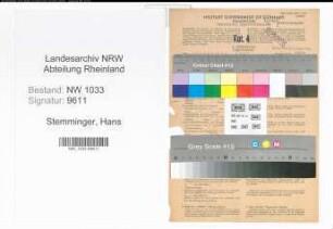 Entnazifizierung Hans Stemminger , geb. 04.09.1898 (Polizeibeamter)