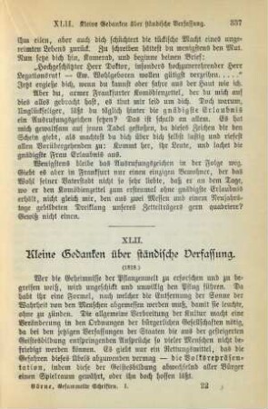 XLII. Kleine Gedanken über ständische Verfassung (1818.)