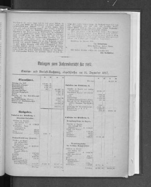 Gewinn- und Verlust-Rechnung, abgeschlossen am 31. Dezember 1917.