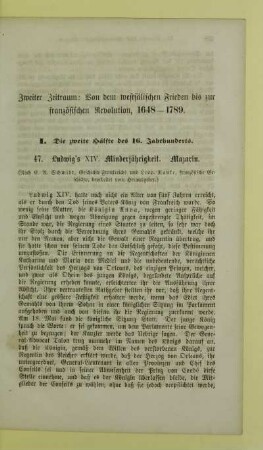 47. Ludwig's XIV. Minderjährigkeit. Mazarin