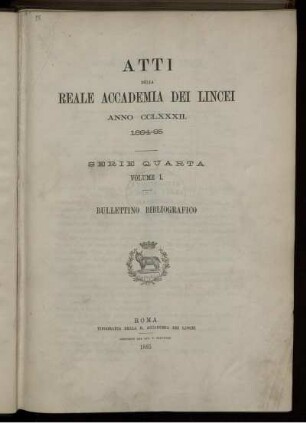 1: Atti della Reale Accademia dei Lincei