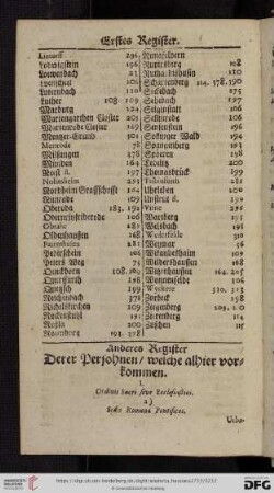 Anderes Register / derer Persohnen / welche alhier vorkommen