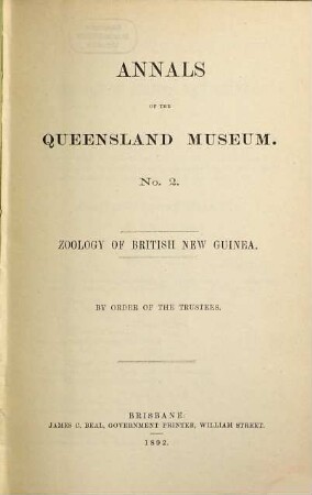 Annals of the Queensland Museum. 2. 1892