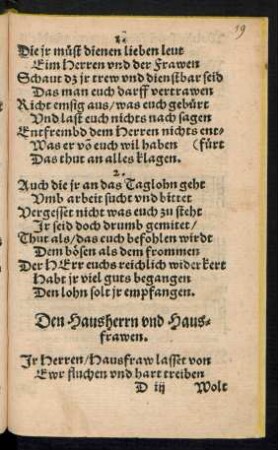 Den Hausherrn und Hausfrawen.