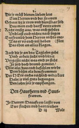 Den Hausherrn und Hausfrawen.