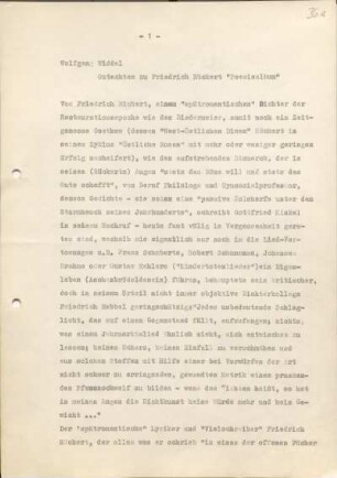 [W239]: Gutachten zu Friedrich Rückert "Poesiealbum" : [von Jürgen Israel]