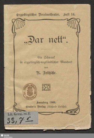 "Dar nett" : ein Schwank in erzgebirgisch-vogtländischer Mundart