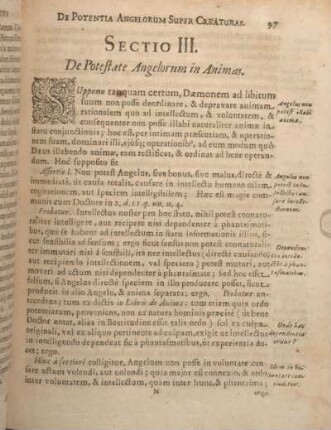 Sectio III. De Potestate Angelorum in Animas.