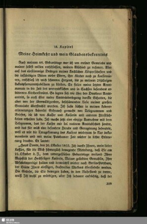 18. Kapitel. Meine Heimkehr und Glaubensbekenntnis