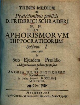 Theses medicae ex praelectionibus