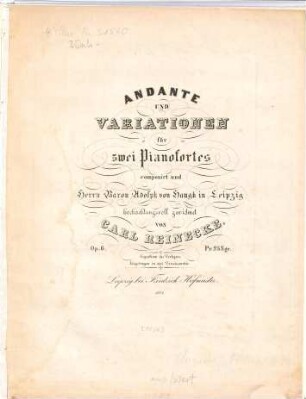 Andante und Variationen : für 2 Pianofortes ; op. 6