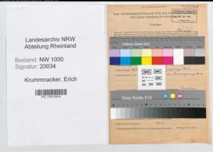 Entnazifizierung Erich Krummnacker, geb. 06.01.1901 (Bergmann)
