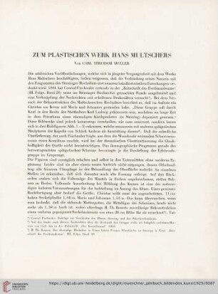 Neue Folge Band 6: Zum plastischen Werk Hans Multschers