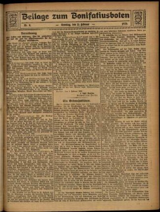 Zweite Ausgabe vom Sonntag, den 21. Februar 1926.