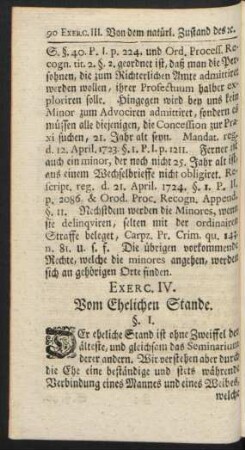 Exerc. IV. Vom Ehelichen Stande.
