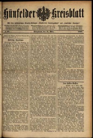 Ausgabe vom Samstag, den 12. März 1898.