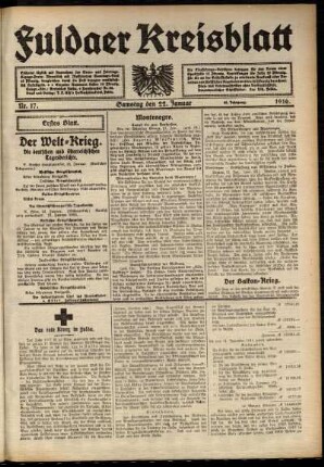 Erste Ausgabe vom Samstag, den 22. Januar 1916.