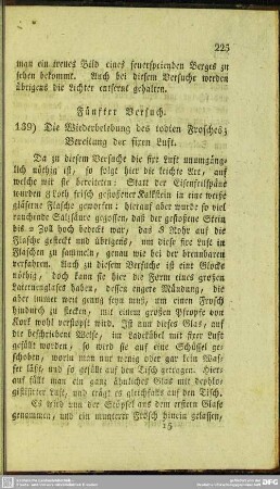 139. Die Wiederbelebung des todten Frosches; Bereitung der fixen Luft
