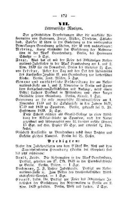 VII. Litterarische Notizen