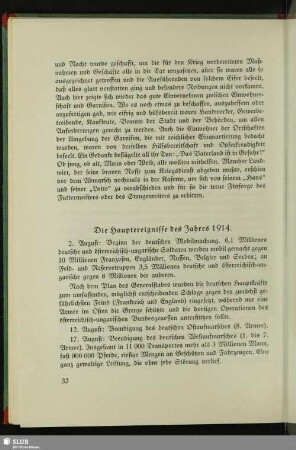 Die Hauptereignisse des Jahres 1914